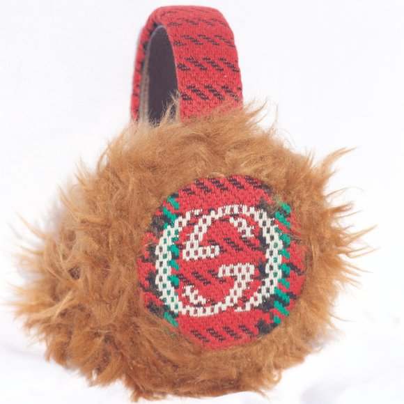 Gucci Houndstooth Wool Earmuffs with Interlocking GG NEW WITH TAGS. - Picture 1 of 5